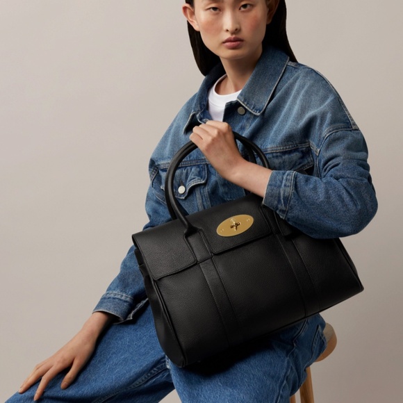 Mulberry Black Leather Tote with Gold Accents - Picture 8 of 8